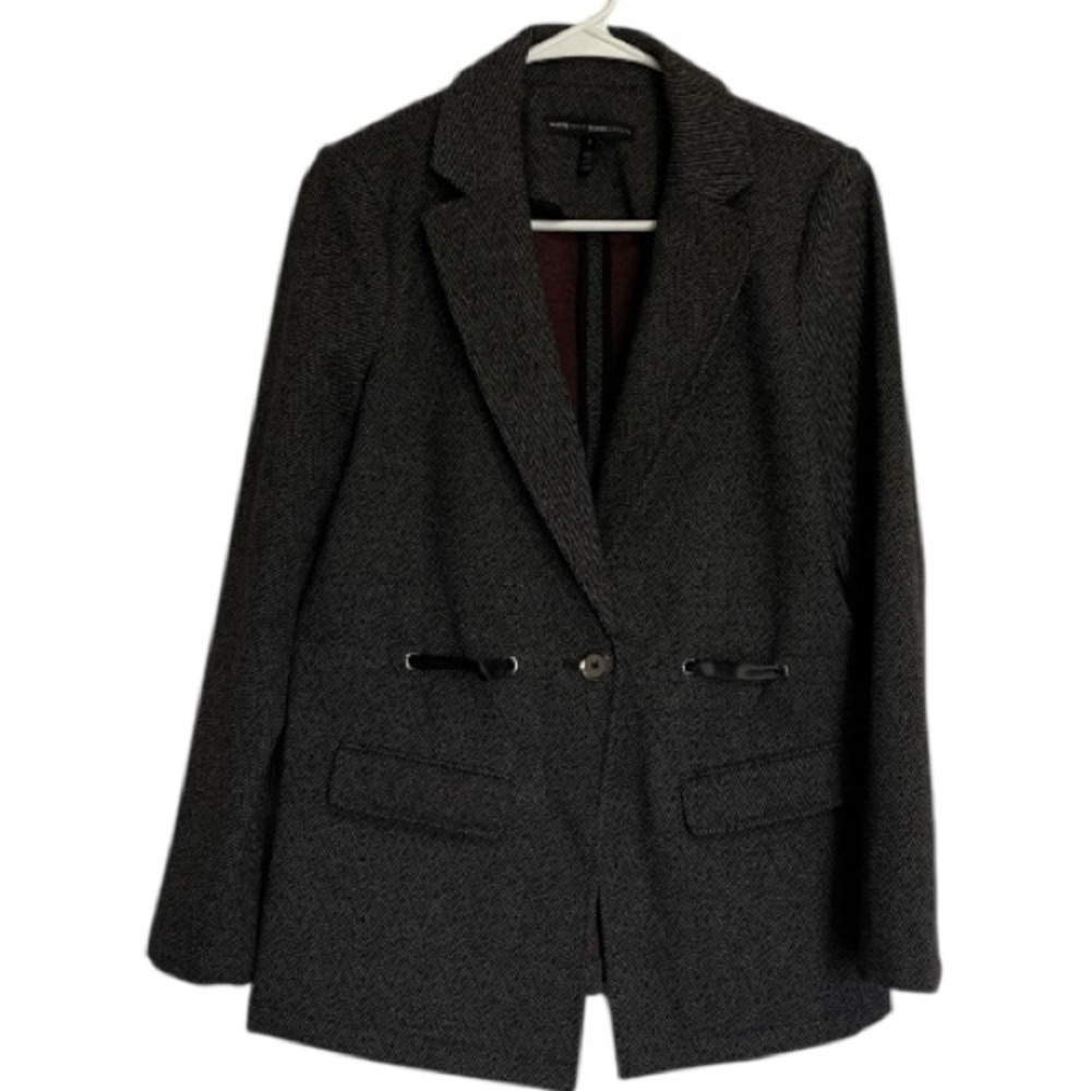 WHITE HOUSE BLACK MARKET Jacket Herringbone Knit Gray Blazer Women’s Size Small